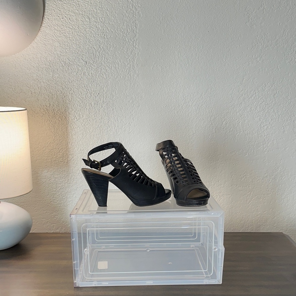 CL by Laundry Black Strappy Heels
